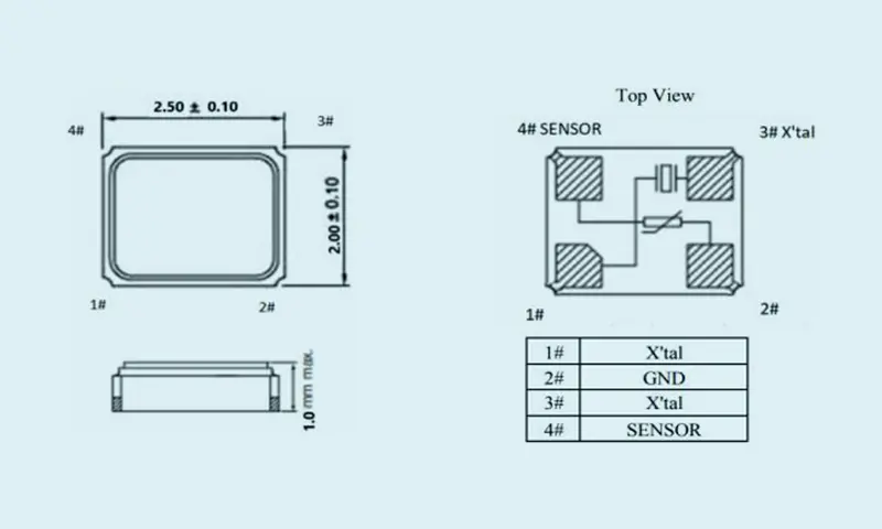 Bộ cộng hưởng tinh thể nhiệt điện trở TSX 2.5*2.0