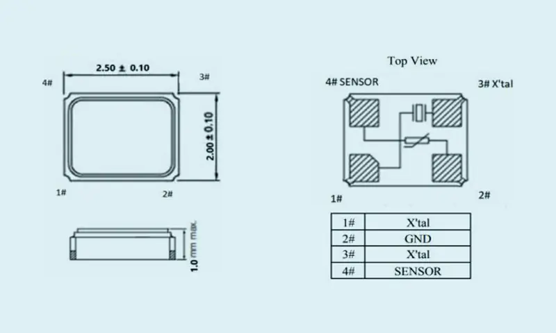 Bộ cộng hưởng tinh thể nhiệt điện trở TSX 2.0*1.6