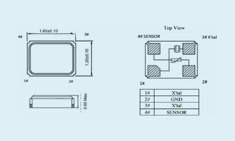Bộ cộng hưởng tinh thể nhiệt điện trở TSX 1.6*1.2