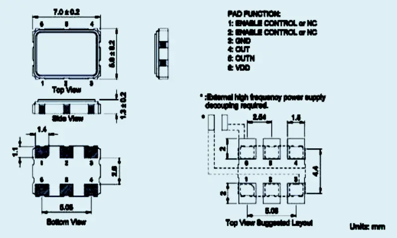 Bộ cộng hưởng tinh thể thạch anh ch&ecirc;nh lệch 7.0 * 5.0