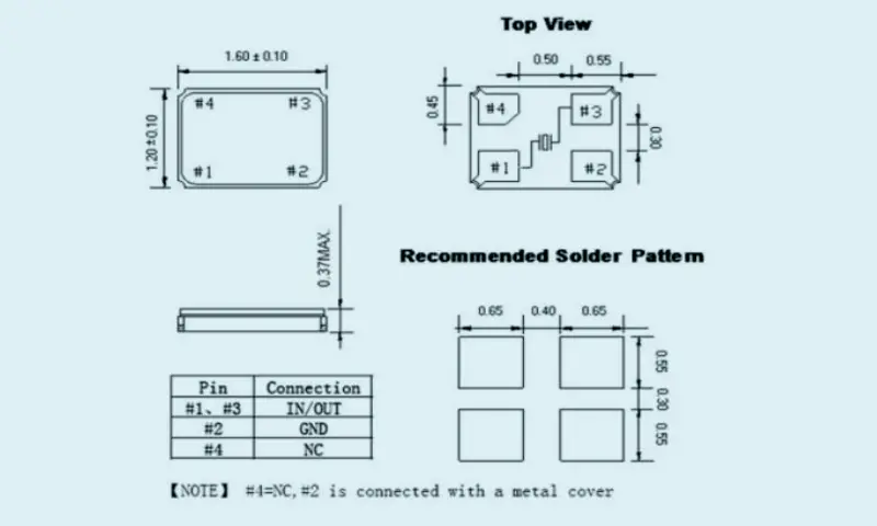 Bộ cộng hưởng tinh thể thạch anh SMD 2.0 * 1.6
